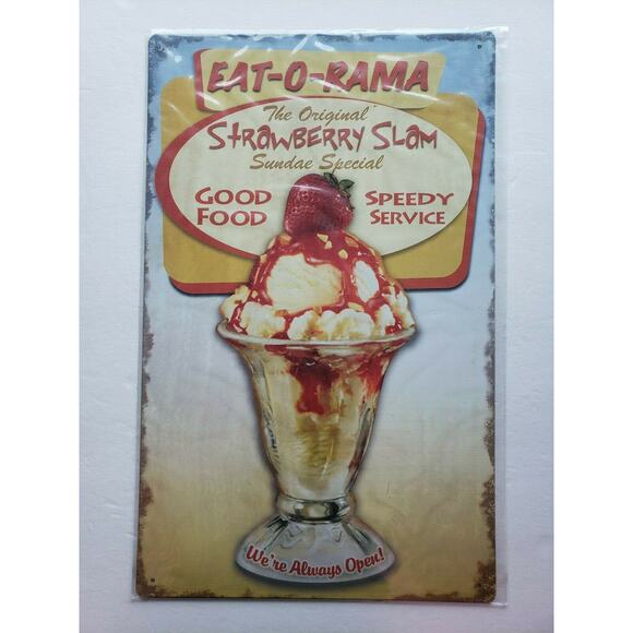 Eat-O-Rama Strawberry Slam 16 x10 Ohio Wholesale Rustic Retro Metal Signs 27933 - Picture 1 of 1